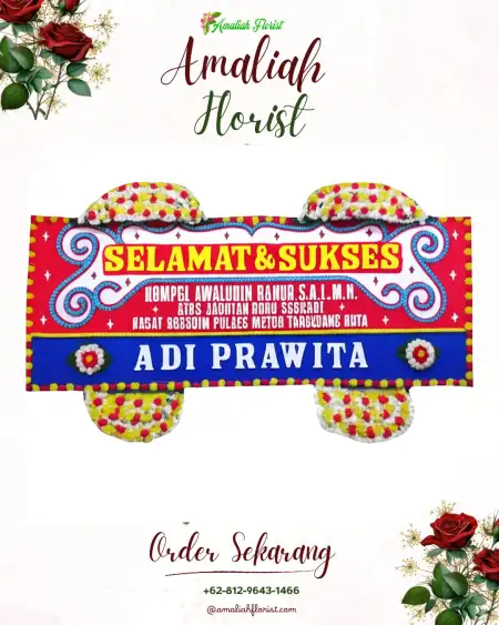 Papan Bunga Ucapan Selamat Wedding View Laut Merak